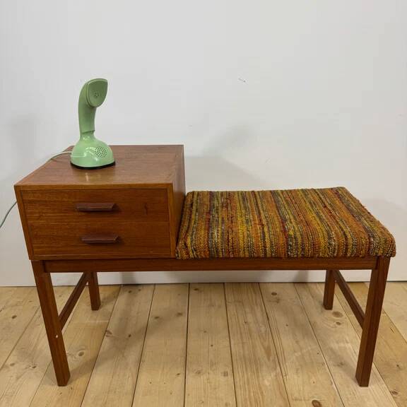 Teak telephone bench, Denmark 1960