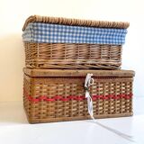 2 chanel boxes in vintage rattan