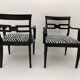 Art Deco Armchairs in Black Lacquer and Black-Creme Fabric, 1925