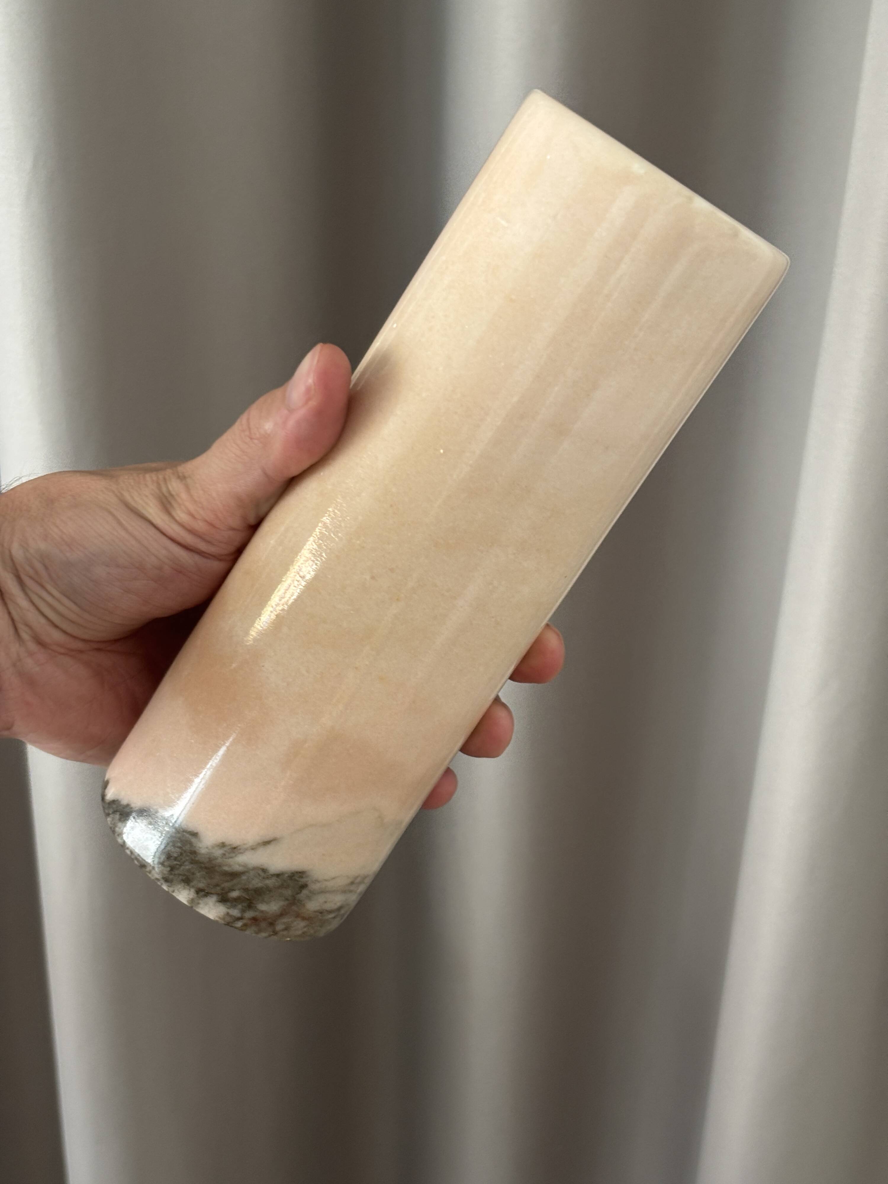 Vintage Pink Marble Cylinder Vase