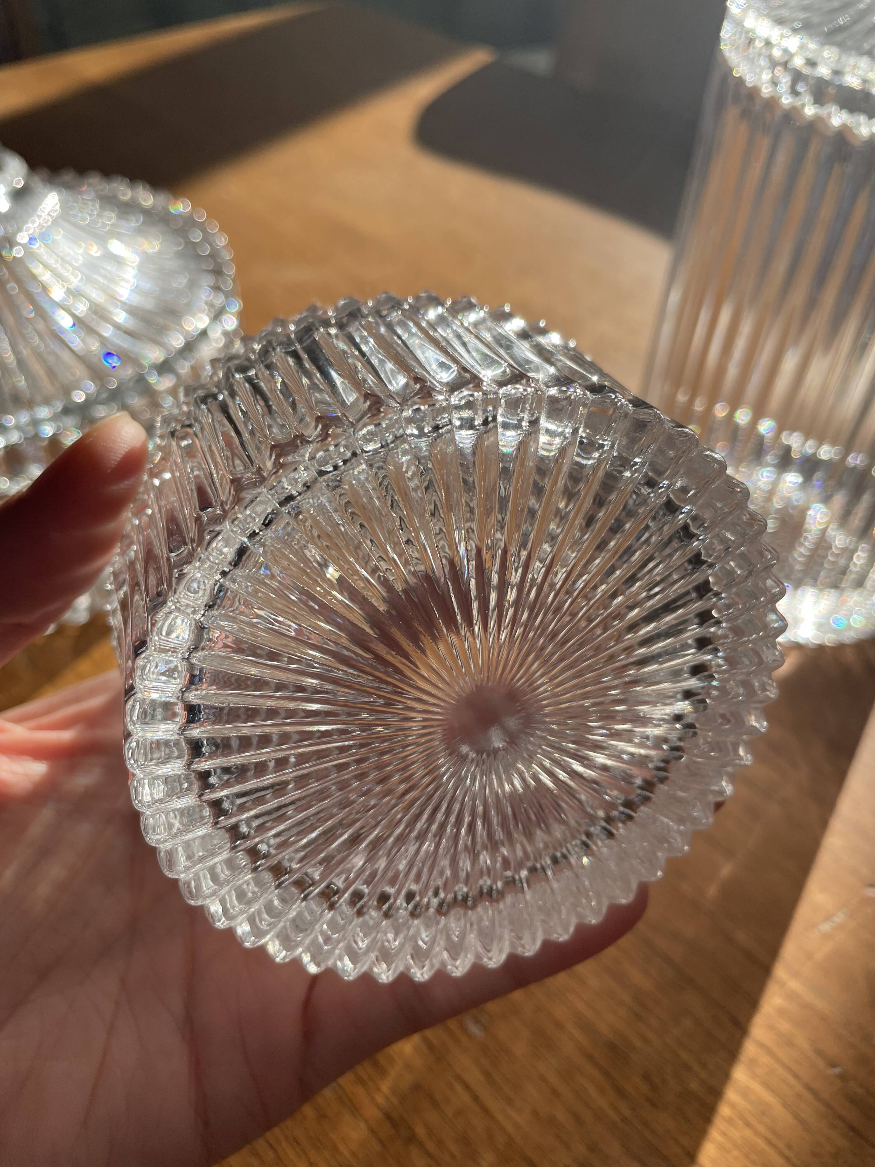 Set of 3 striped glass candy jars with lid or pharmacy jars.