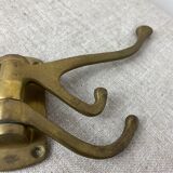 Three-pronged folding brass coat hook