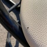 Pair of 1980s high chairs in leather and metal