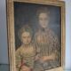 Portrait femme et fille huile sur toile encadrée, XIXe