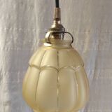 Art Deco lampshade in gilded glass and brass frame - mid 20th century