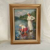 Oil painting on canvas signed dimensions: height -63cm-width -49cm-