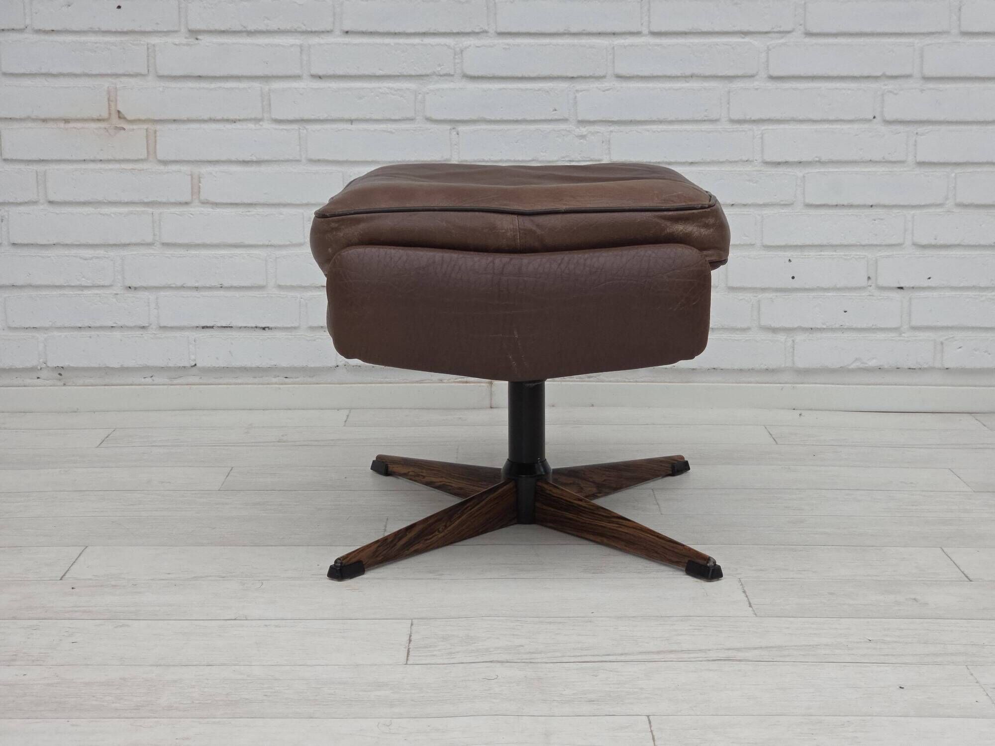 1970s, Danish swivel armchair with footstool by Madsen & Schubel.