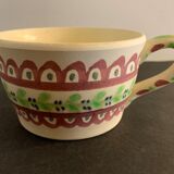 Pair of ceramic cups including a mustache cup for gentleman