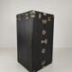 Antique 1924 Belber black leather steamer trunk - large travel wardrobe