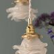 Vintage triple tulip pendant light in frosted glass in the shape of flowers