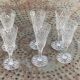 6 champagne flutes in glass and transparent crystal, antique chiseled