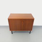 Small vintage storage unit in modernist Scandinavian style in teak from the 60s