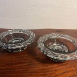 Pair of bubbled and ribbed glass candlesticks from the 70s