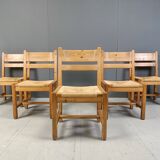 Set of 5 pine wood chairs by GM Mobler, 1960s