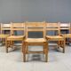 Set of 5 pine wood chairs by GM Mobler, 1960s