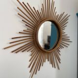 Vintage rattan sun mirror