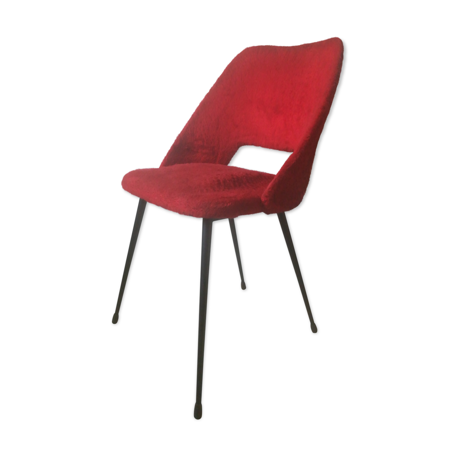 Chaise tonneau vintage moumoute