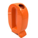 Space age orange Q letter shaped ceramic vase, Marcel Radureau France 1970