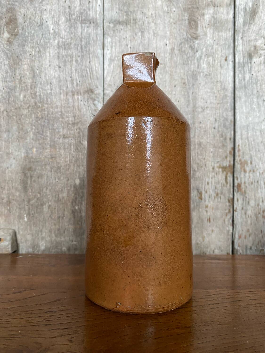 Antique Doulton Lambeth Brown Salt Stoneware Bottle Square Base 1860