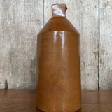 Antique Doulton Lambeth Brown Salt Stoneware Bottle Square Base 1860