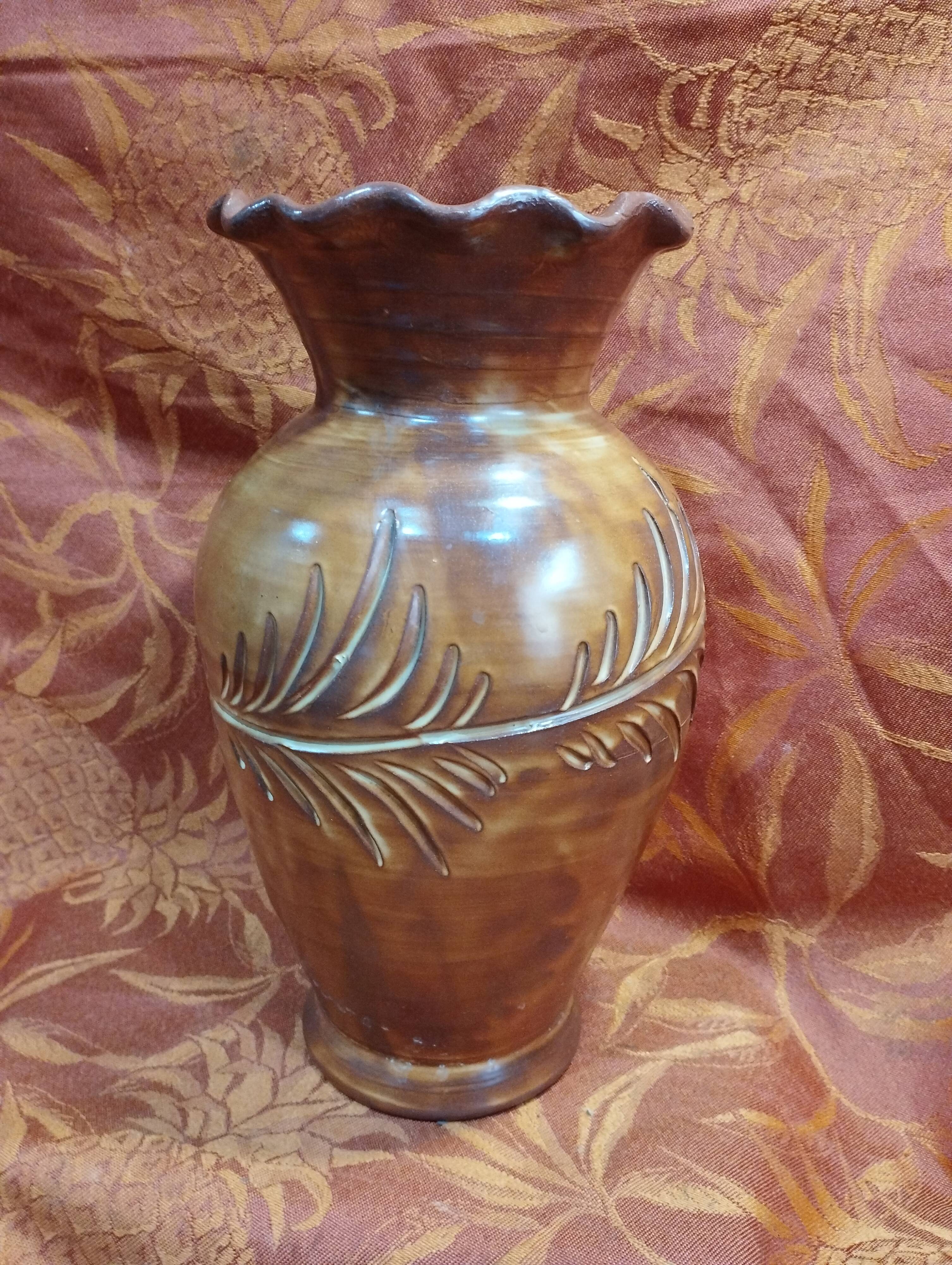old ceramic tulip vase - signed pottery