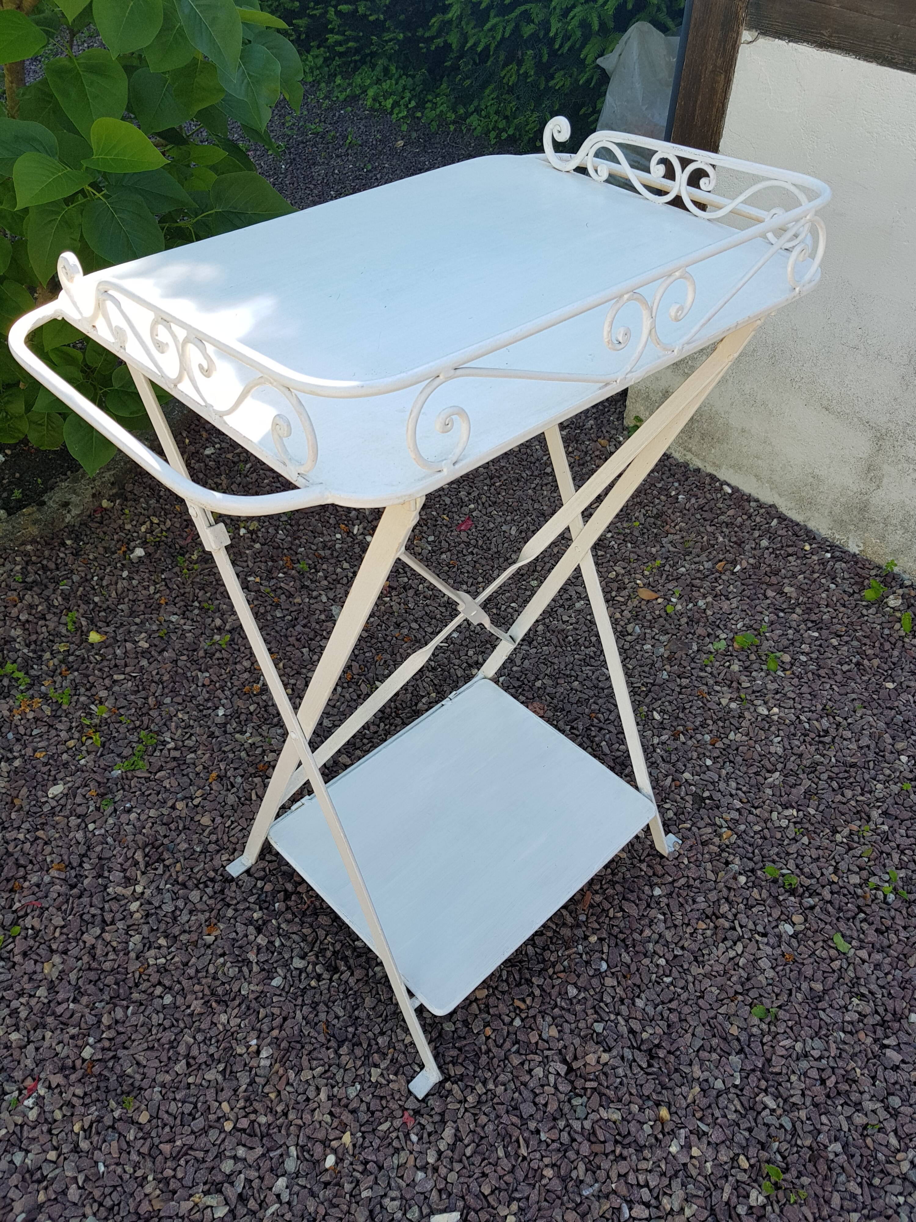 Service  table white wrought iron