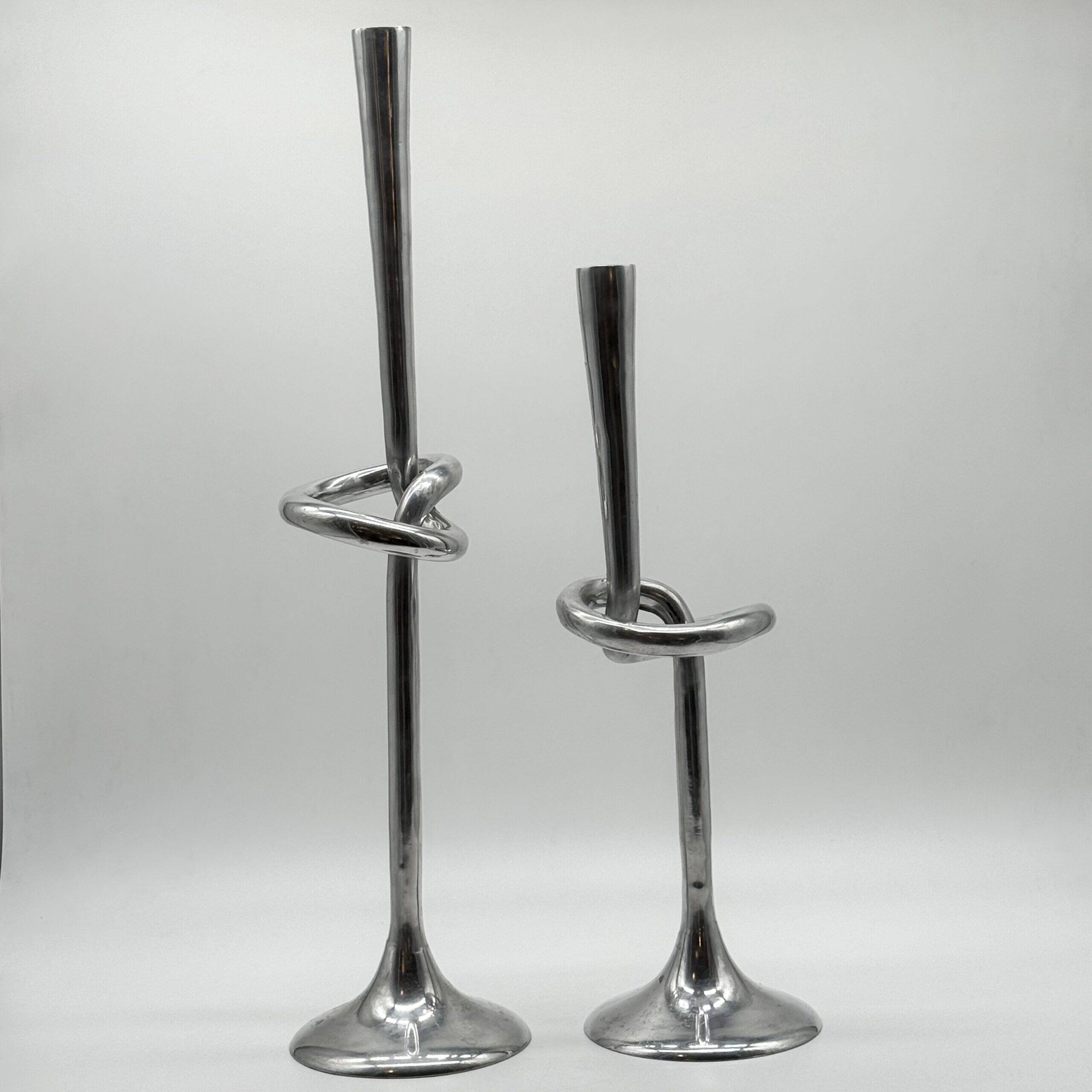 XXL "Giant Knot" candlestick pair – 1980s