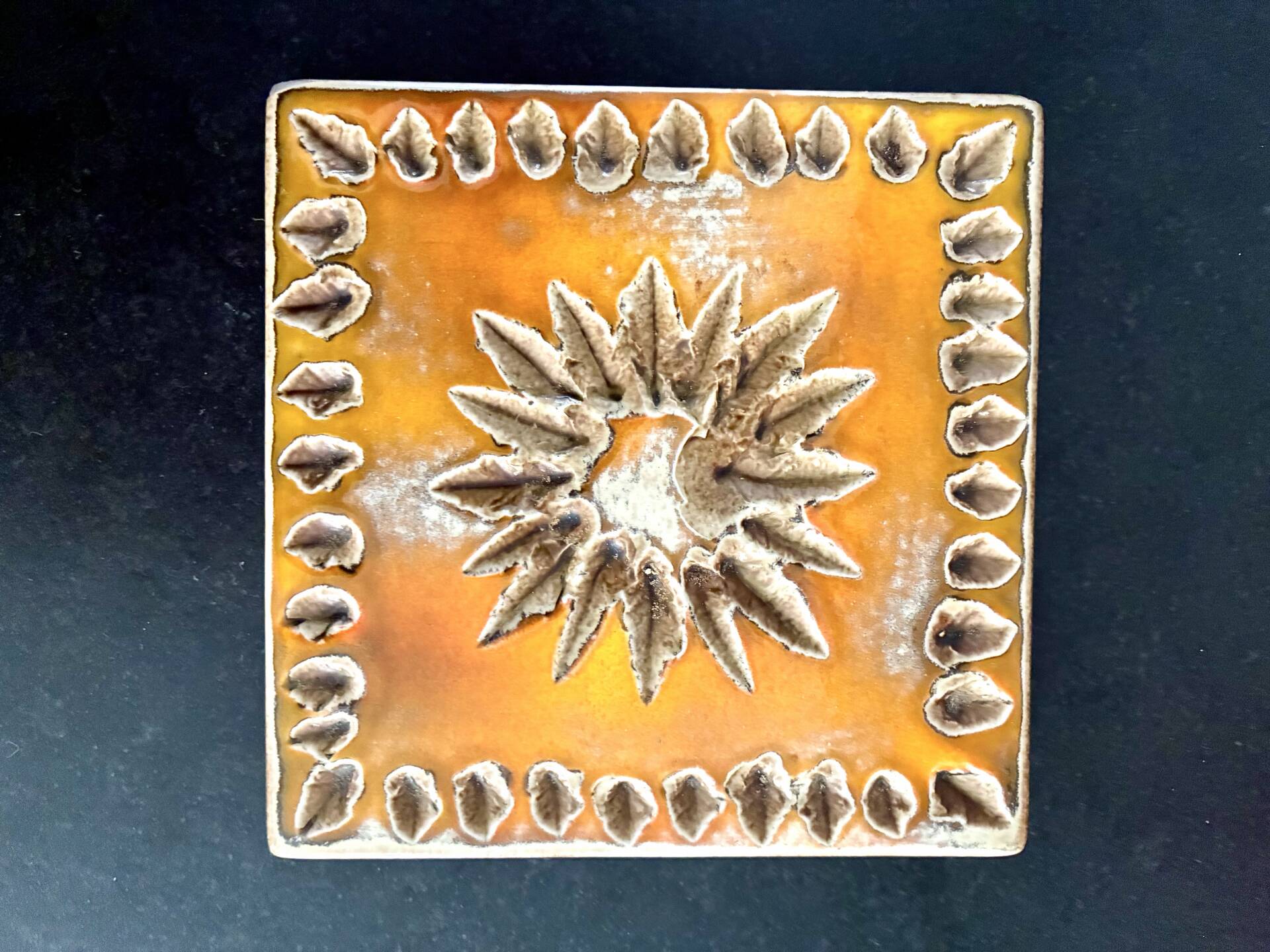 Decorative ceramic tile 1950/1960 by Périgordine pottery