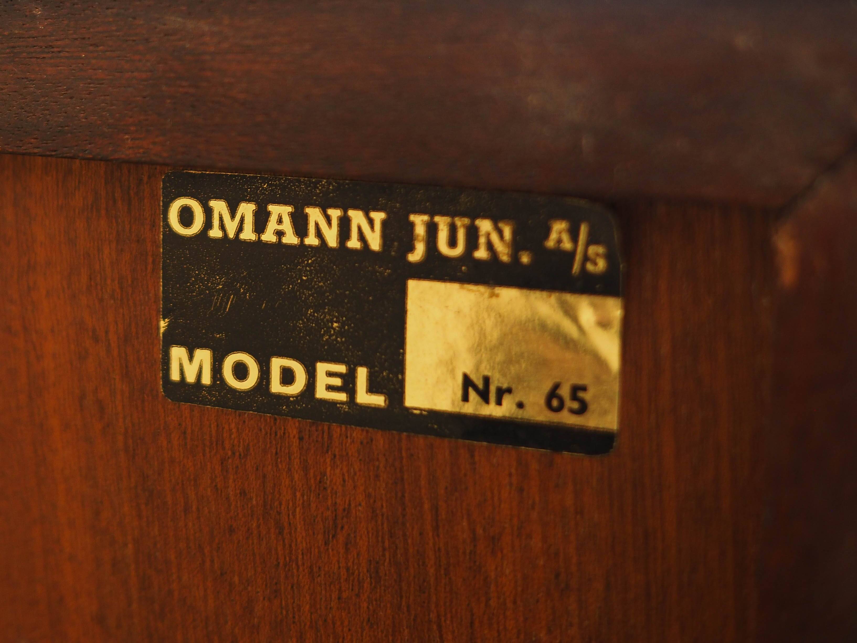 Mahogany bookcase, Danish design, 1970s, manufactured by Omann Jun