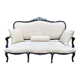 3-seater sofa, black and silver painted wood