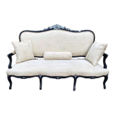 3-seater sofa, black and silver painted wood