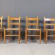 Mid-century oak and wicker dining chairs, set of 4 - 1970s