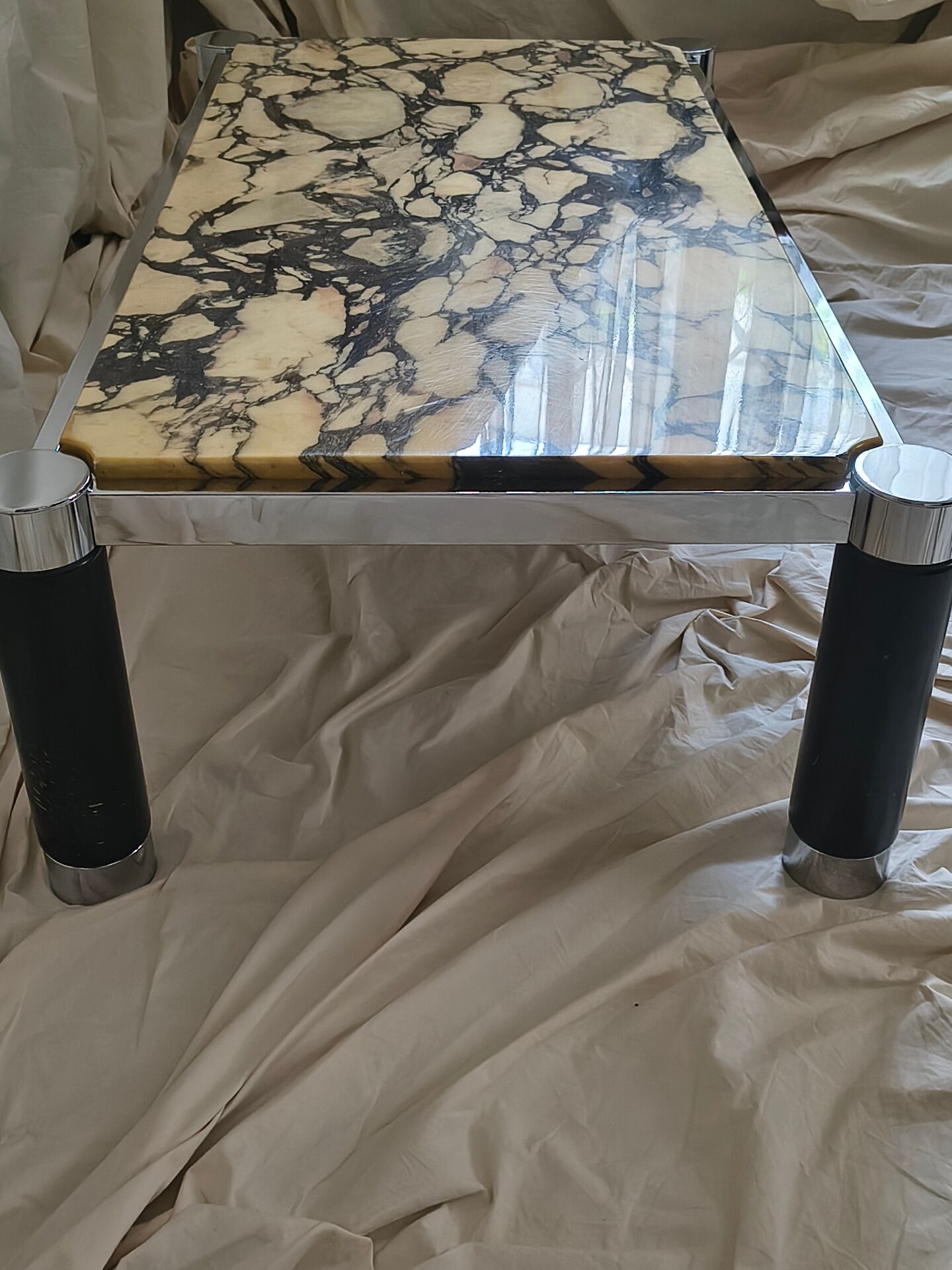 Table basse marbre de Calacatta fin 1970