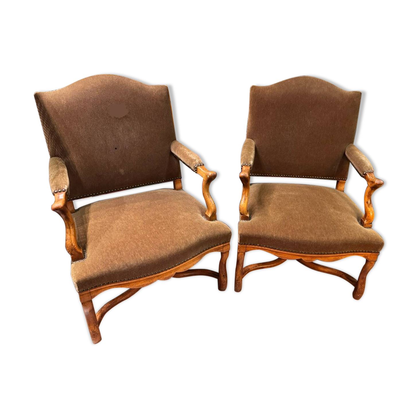 Paire de fauteuils en velours