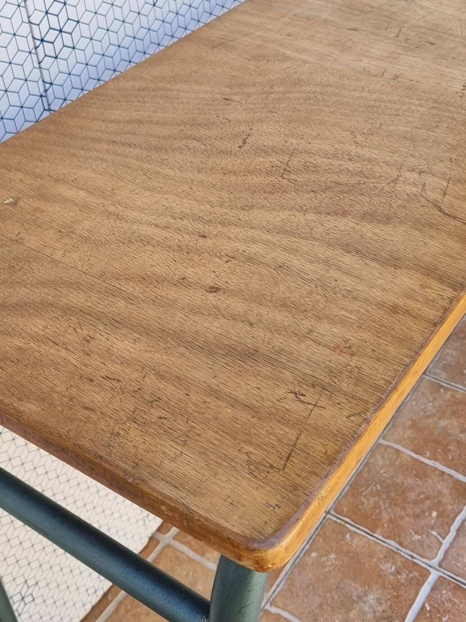 Vintage wooden and metal school desk