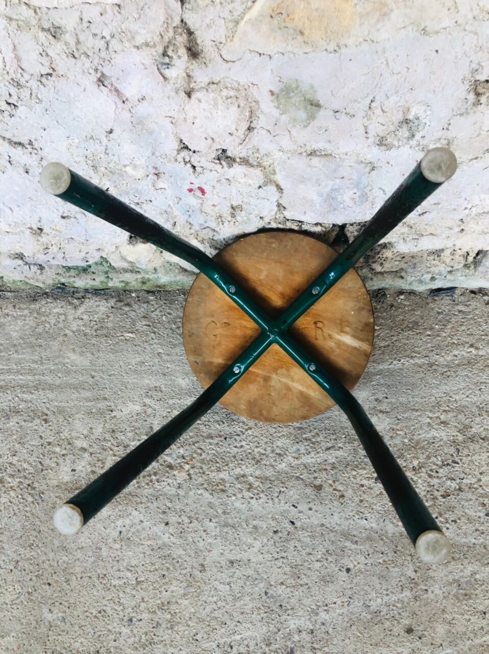 Vintage wood and metal stool circa 60's