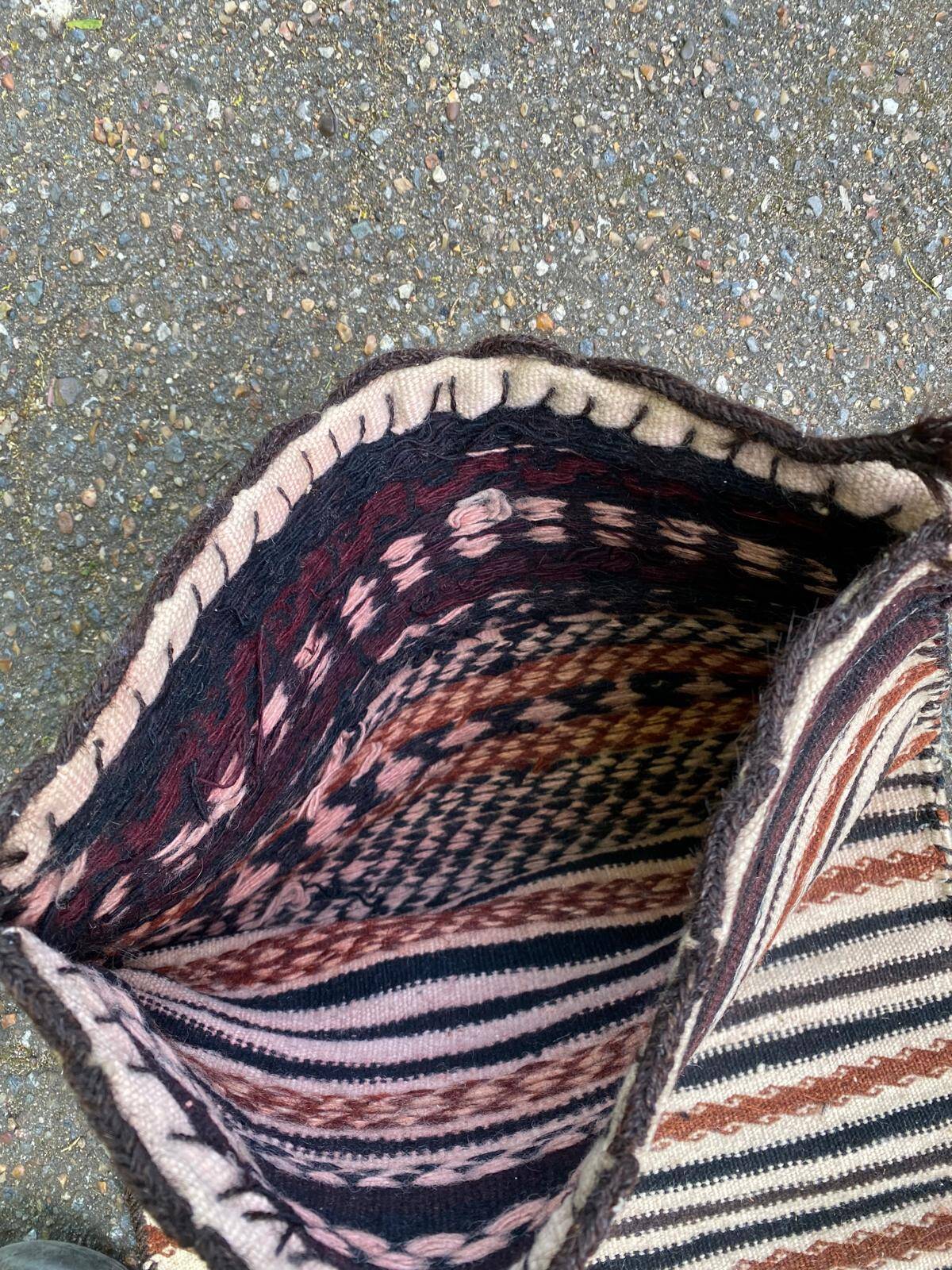 Persian Khorjin Kilim rug, hand-woven wool pouch, 40x80cm.