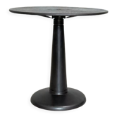 Tolix model G pedestal table, in raw metal.