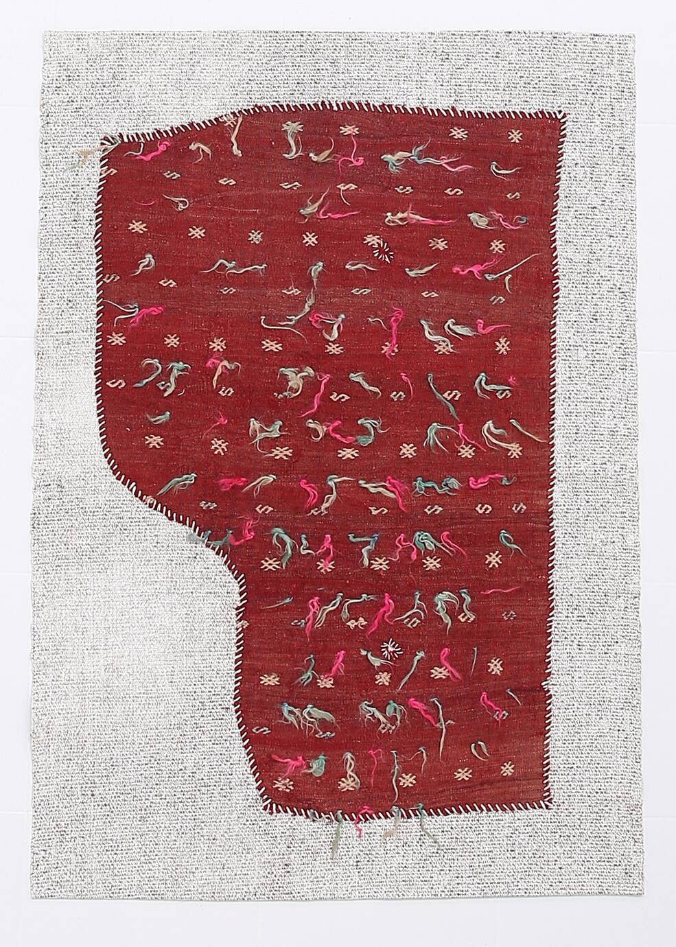 3x5 Red Contemporary Vintage Kilim Rug, 105x149Cm