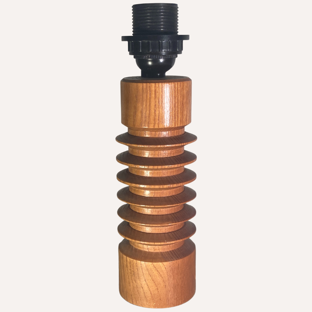 Midcentury French modernist wood turnt table lamp