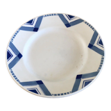 Antique earthenware pedestal dish stamped Moulin des Loups and Hamage