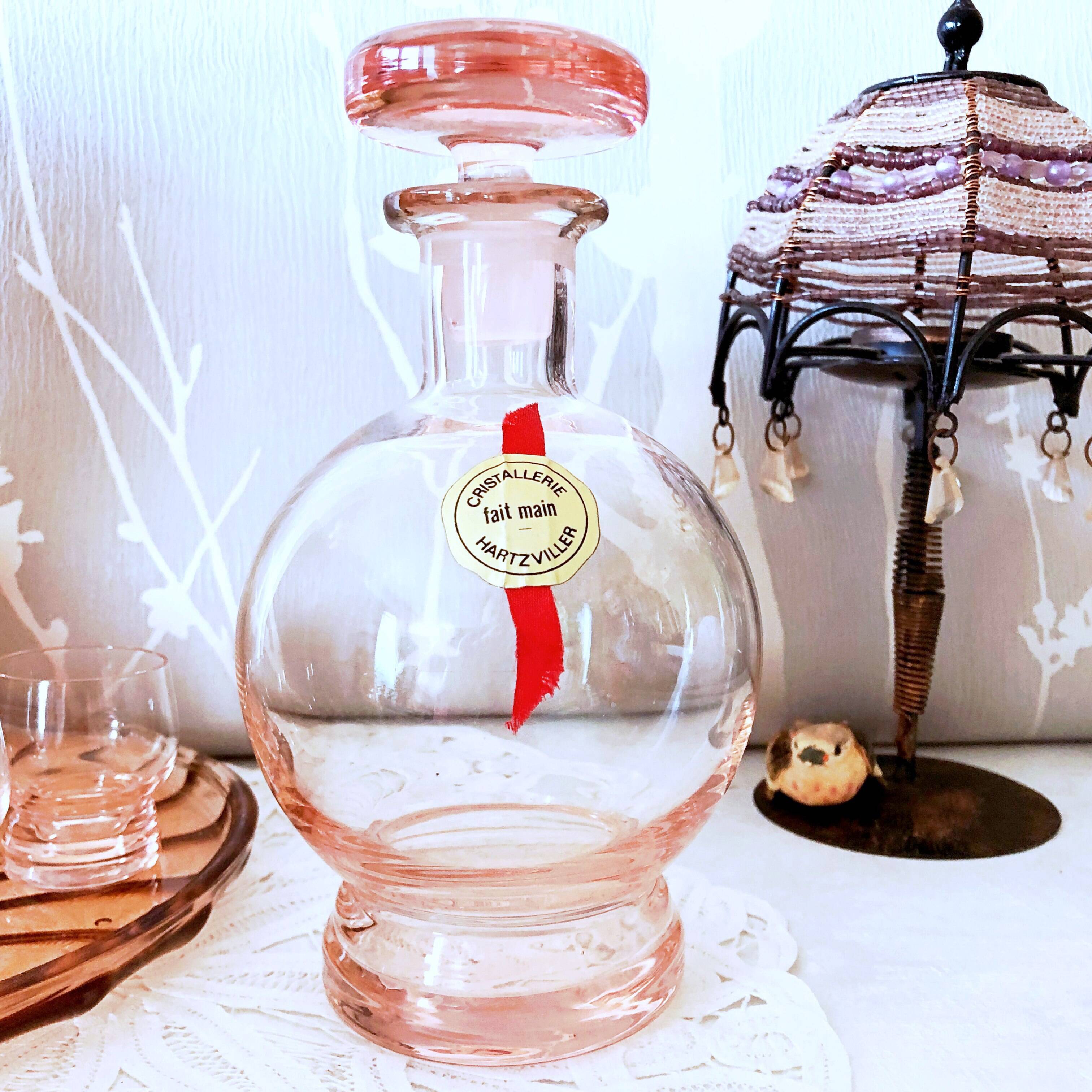 Rosé liqueur service in Hartzvillier crystal, handmade in France