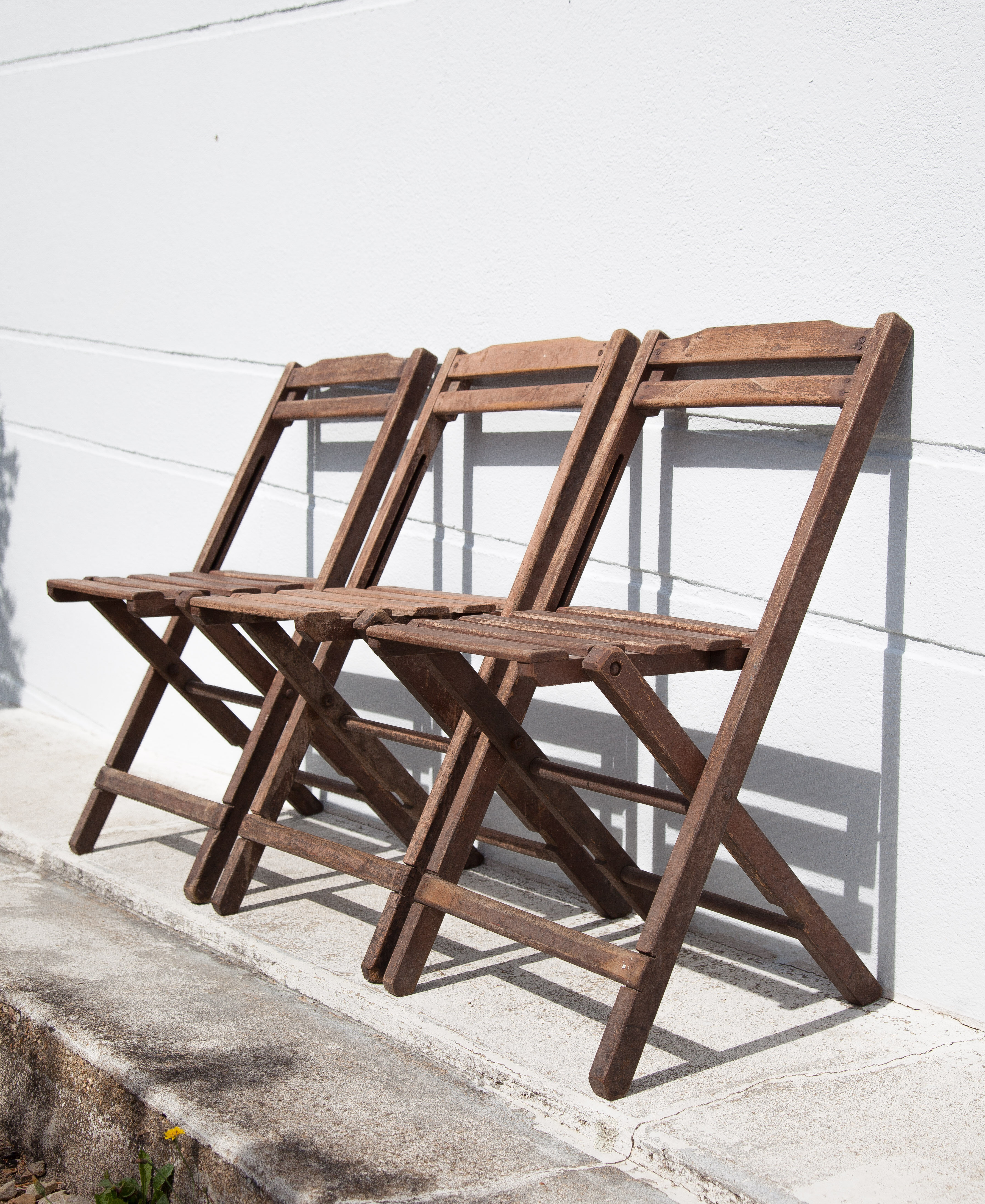Set of 3 wooden folding chairs
