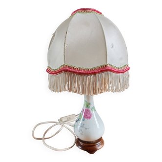 Lampe à poser pied porcelaine décor floral