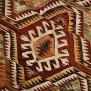 5x9 Dark Red & Cream Turkish Antique Kilim Rug, 150x271Cm