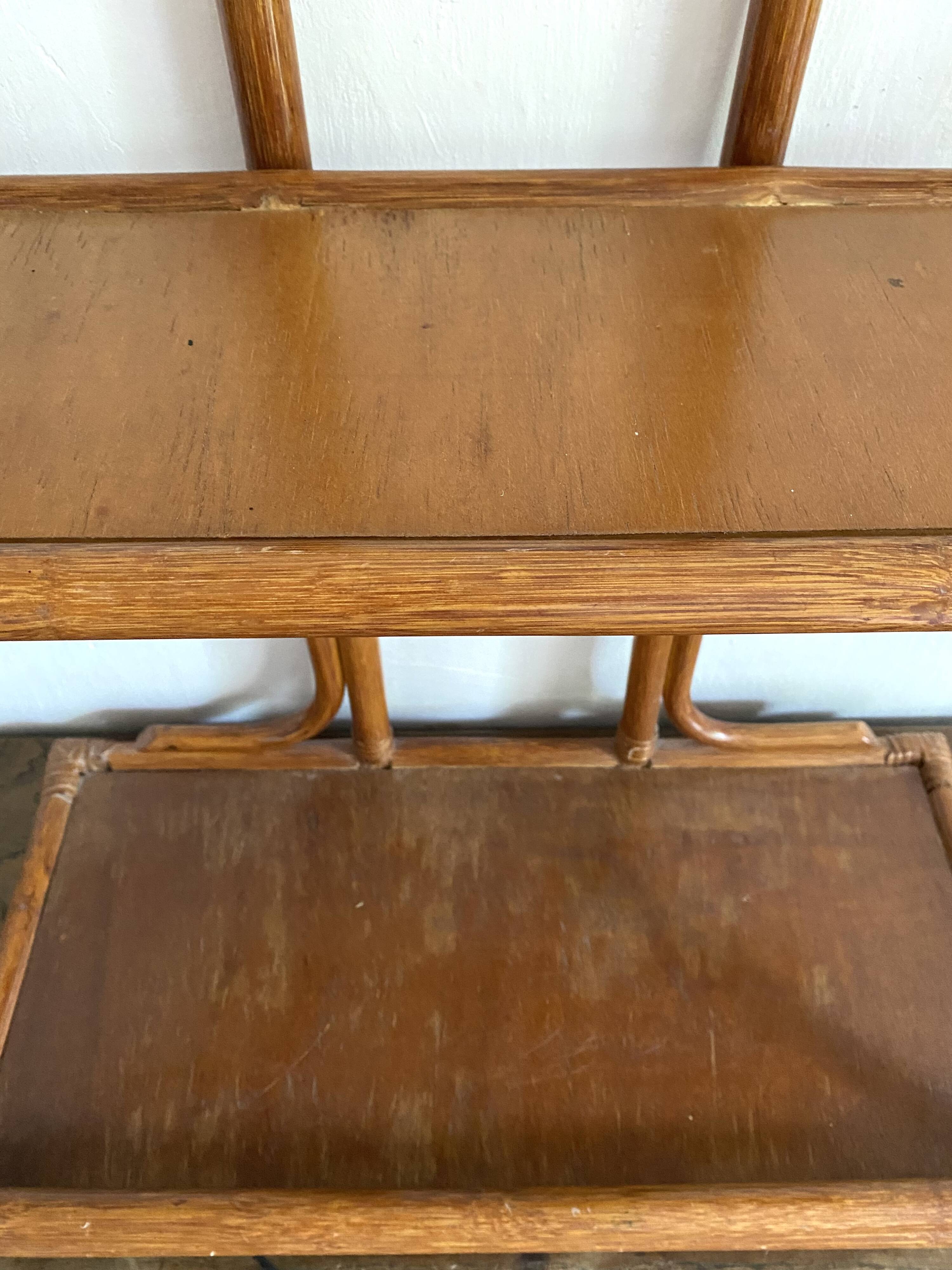 70s rattan wall shelf