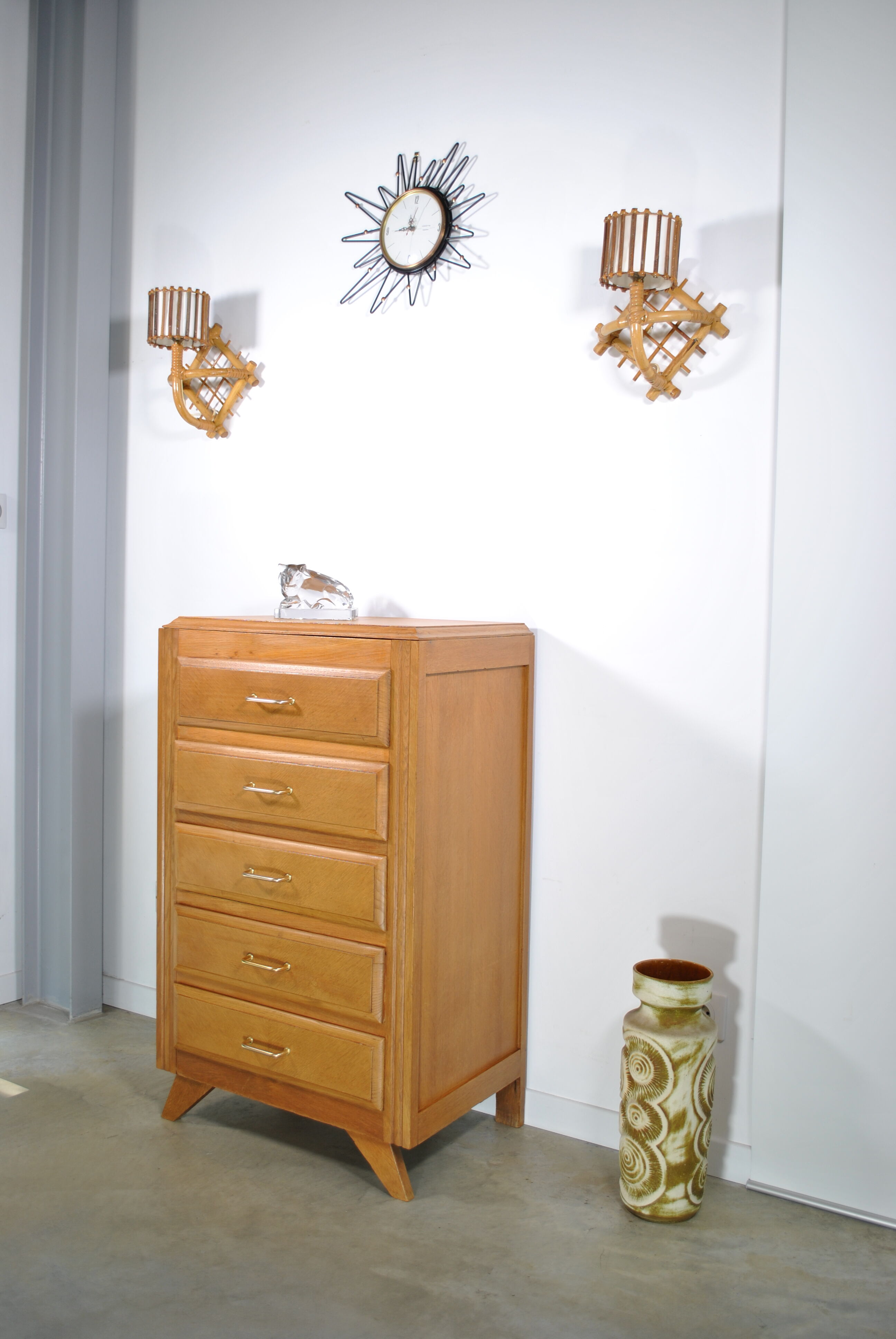 Pair of rattan sconces 1960