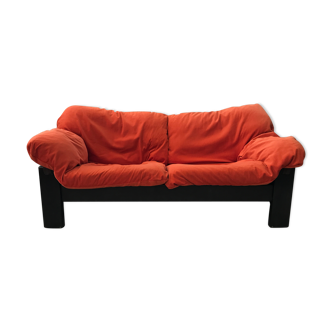 Vintage orange two-seater sofa