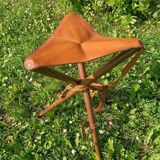 Genuine Leather Folding Stool
