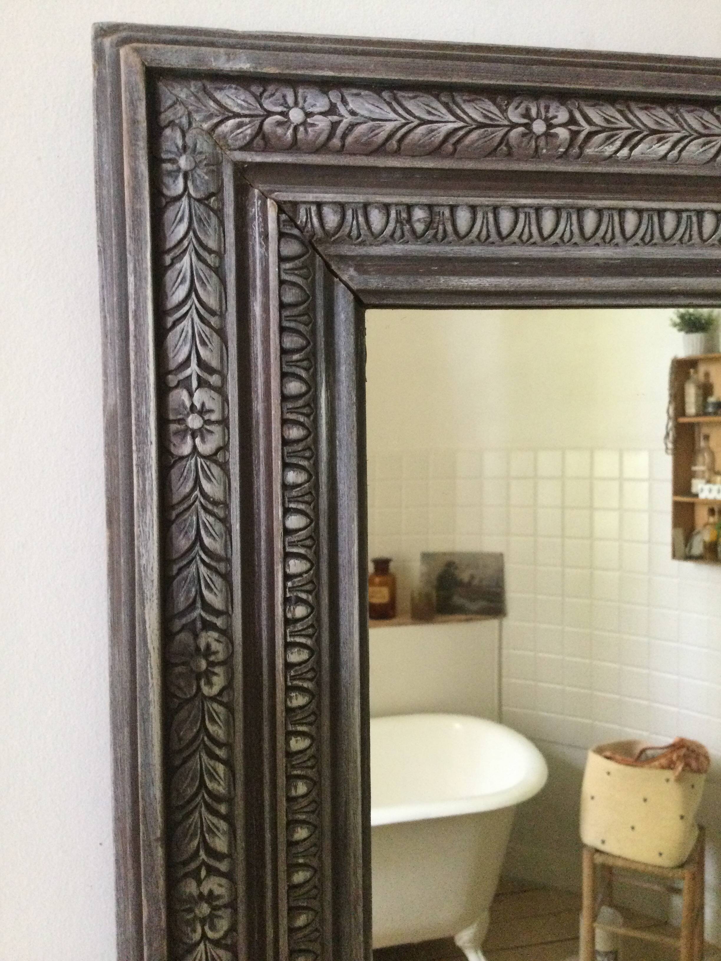 Antique patinated wood mirror